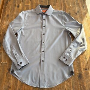 Tallia Sport Performance Stretch  Polka Dot Button Up Shirt Gray S